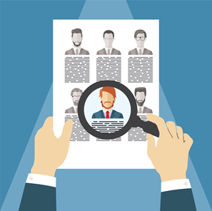A recruiter using a video interviewing platform on a tablet to review candidates from around the world.